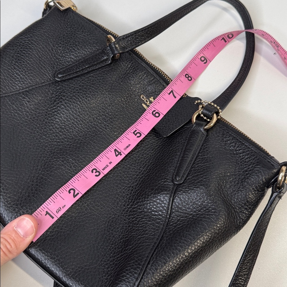 coach mini kelsey satchel black leather crossbody gold F28994 purse - Picture 10 of 13